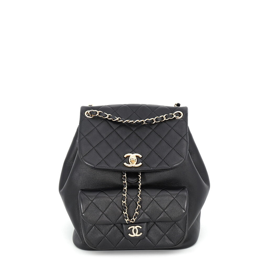 Chanel Matelassé Coco Mark Small Backpack Lambskin AS2908 CHANEL Handbag Blac...